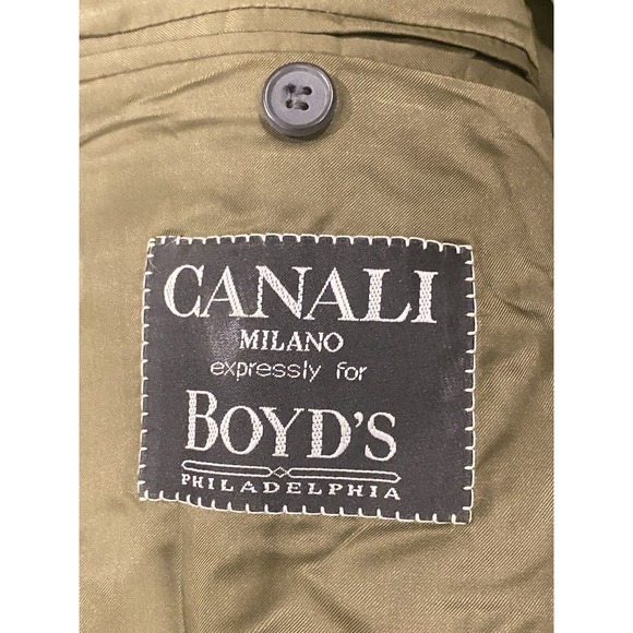 Canali Notched Lapel Sport Coat Mens 44/46L Green 2 Button Blazer 100% Pure Wool - Picture 6 of 16